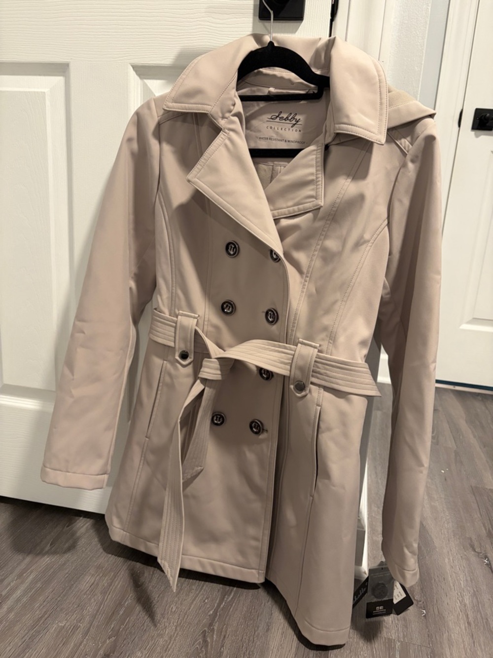 Shelby Collection Women's Light Beige Double-Breasted Trench Coat